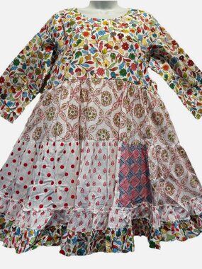 Nwt $72 RHEA patch tier boho cotton cambric ruffle lined bust DRESS XL